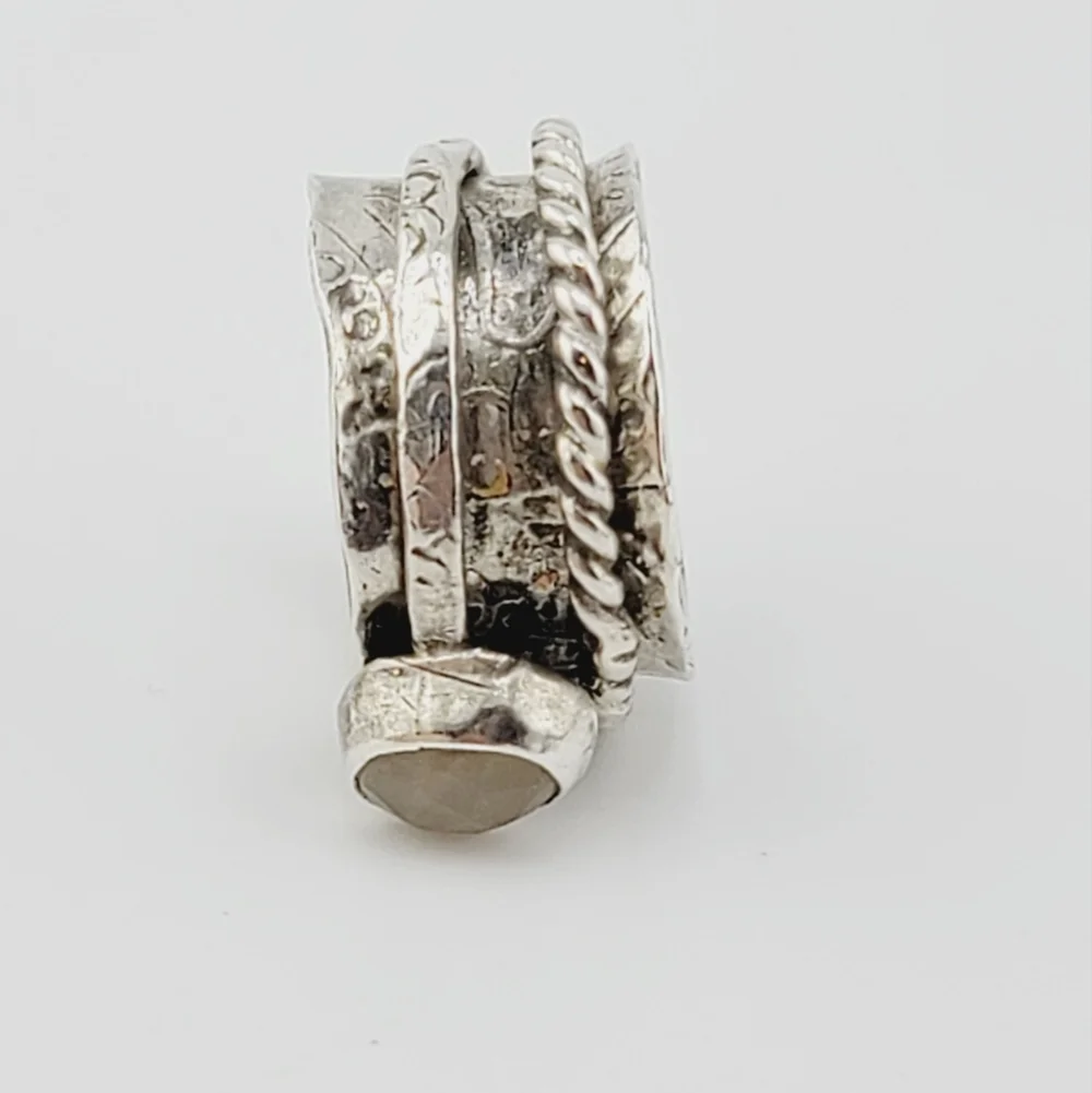 YELLOW SAPPHIRE ANXIETY RELIEF RING HANDMADE IN STERLING SILVER METAL SIZE 7